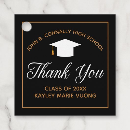 Elegant Afstuderen Black Gold Custom School Bedankjes Labels (Voorkant)