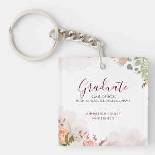 Elegant Afstuderen Bloemen Bloom Afstudeerder Part Sleutelhanger
