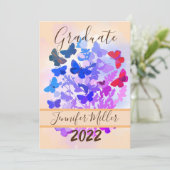 Elegant Afstuderen Butterfly Graduation Party Kaart (Staand voorkant)