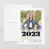 Elegant Afstuderen Class Gold Stippen Foto Afstude Aankondigingskaart (Voorkant / Achterkant)