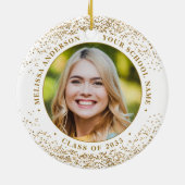 Elegant Afstuderen Custom 2 Photo Gold Afstuderen Keramisch Ornament (Achterkant)