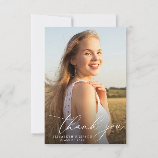 Elegant afstuderen Dank u fotokaart Bedankkaart (Voorkant)