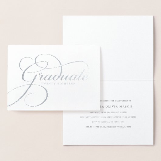 Elegant Afstuderen echt Folie script Kaarten (Display)