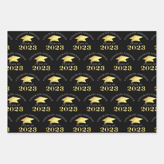 Elegant Afstuderen Faux Gold Foil Aangepaste kleur Inpakpapier Vel (Voorkant 3)