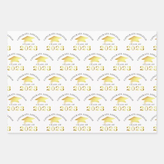 Elegant Afstuderen Faux Gold Foil Aangepaste kleur Inpakpapier Vel (Voorkant 2)