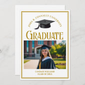 Elegant Afstuderen foto gouden typografie Afstuder Aankondiging (Voorkant / Achterkant)