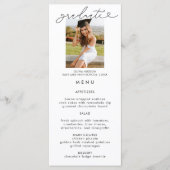 Elegant Afstuderen Fotokalligrafie Menu Kaart (Voorkant)