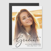 Elegant Afstuderen Fotoscript Magnetische Uitnodiging (Voorkant / Achterkant)