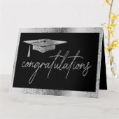 Elegant Afstuderen Gefeliciteerd Faux Silver Kaart (Gele Bloem)