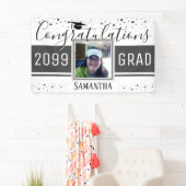 Elegant Afstuderen Gefeliciteerd Foto grijs Spandoek (Insitu)