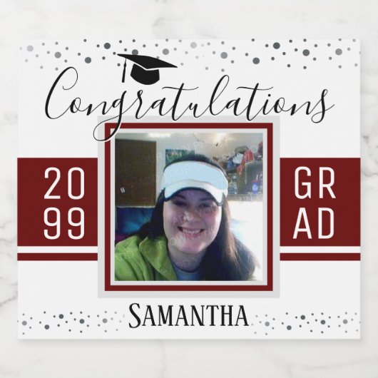 Elegant Afstuderen Gefeliciteerd Foto wijn Bier Etiket (Enkel label)