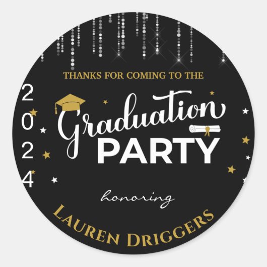 Elegant Afstuderen Jaar Glitter Ronde Sticker (Voorkant)