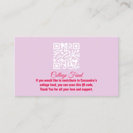 Elegant Afstuderen Meisje Afstudeerder QR Code Beh Visitekaartje (Voorkant)