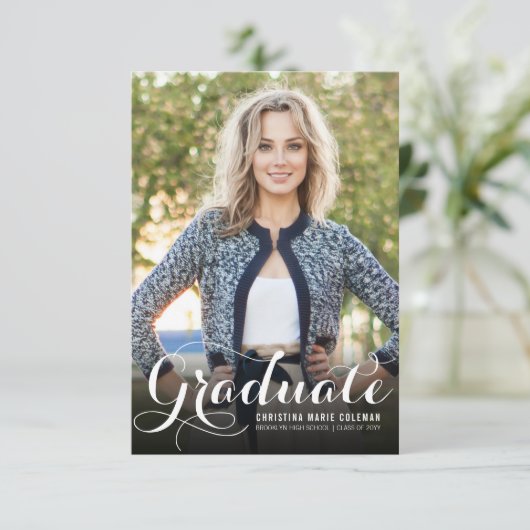 Elegant Afstuderen Modern Manuscript 2 het Afstude Aankondiging (Staand voorkant)