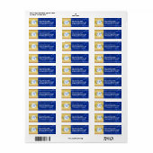 Elegant Afstuderen Monogram Blue Marble Gold Foil Etiket (Full Sheet)