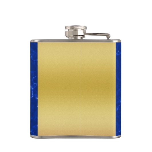 Elegant Afstuderen Monogram Blue Marble Gold Foil Heupfles (Achterkant)