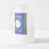 Elegant Afstuderen Monogram Blue Marble Gold Foil Matglas Bierpul (Voorkant links)