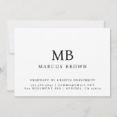 Elegant Afstuderen Naam Gold Monogram Aankondiging (Achterkant)
