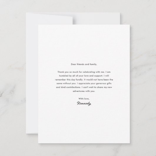 Elegant Afstuderen Photo Afstuderen Bedankkaart (Achterkant)