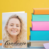 Elegant Afstuderen Photo Flourish Script Opgevouwe Aankondiging