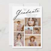 Elegant Afstuderen Script 6 foto collage Afstudere Kaart (Voorkant)