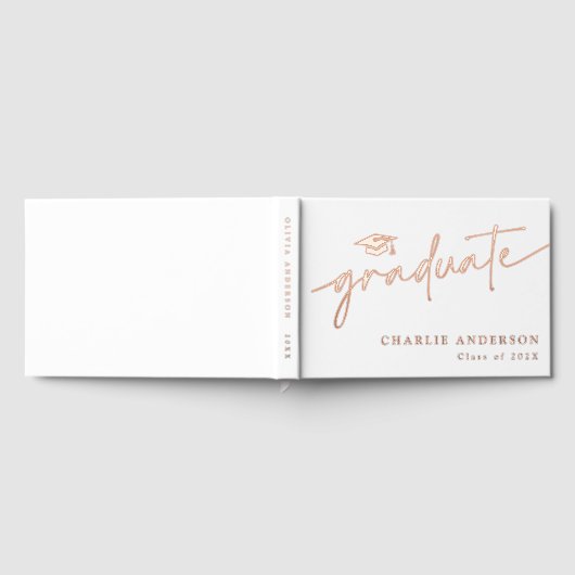 Elegant afstuderen script afstuderen pet naam wit gastenboek (Volledig)