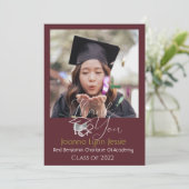 Elegant Afstuderen white Pet Bedankt Script Foto (Staand voorkant)