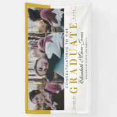 Elegant Afstuderen Wit Goud Afstuderen 3 Foto Spandoek (Verticaal)