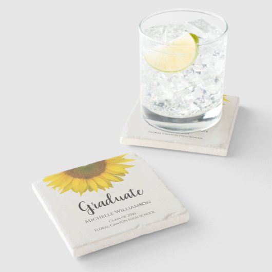 Elegant Afstuderen Yellow Sunflower Afstuderen Gre Stenen Onderzetter (Zijkant)