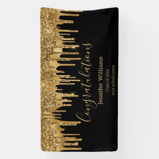 elegant afstuderen zwarte gouddruppelaar spandoek (Verticaal)