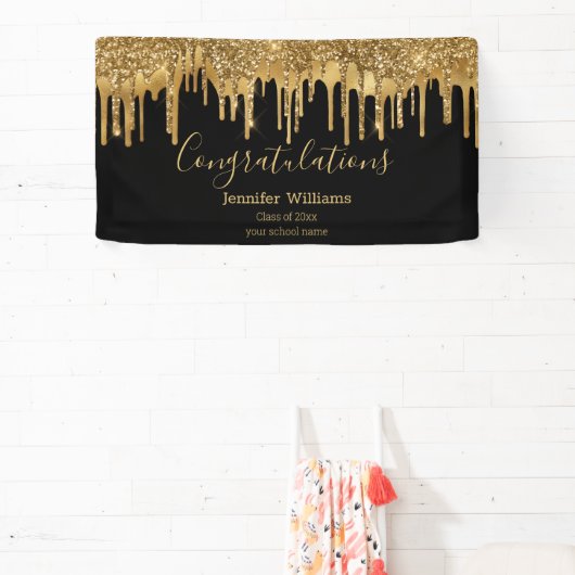 elegant afstuderen zwarte gouddruppelaar spandoek (Insitu)