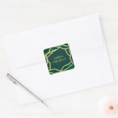 Elegant Agate Geode Emerald Green & Gold Wedding Vierkante Sticker (Envelop)