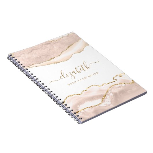 Elegant Agate Marble Specialized Coral Gold Notitieboek (Rechterzijde)