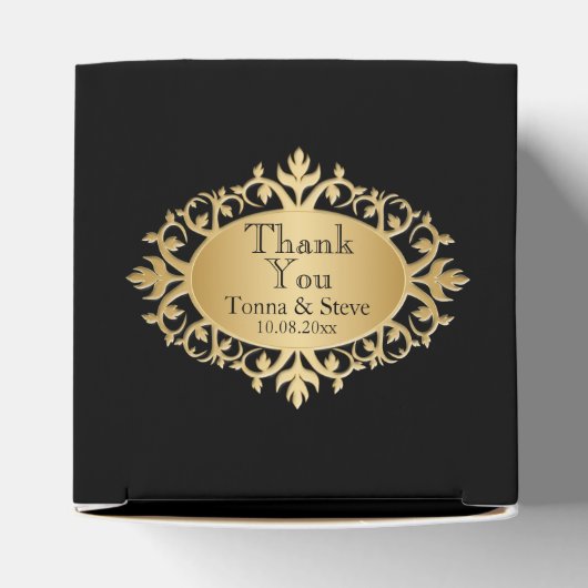 Elegant Agate Marmer met Zwart en Goud Bedankdoosjes (Bovenkant)
