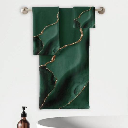 Élégant Agate Vert Émeraude Or
