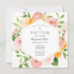 Élégant agrumes floral Baptême Invitation