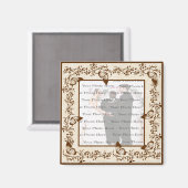 Élégant aimant Carré papillon (Recto/Verso)