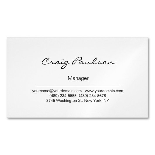 Élégant aimant Carte de visite noir et blanc (devant)