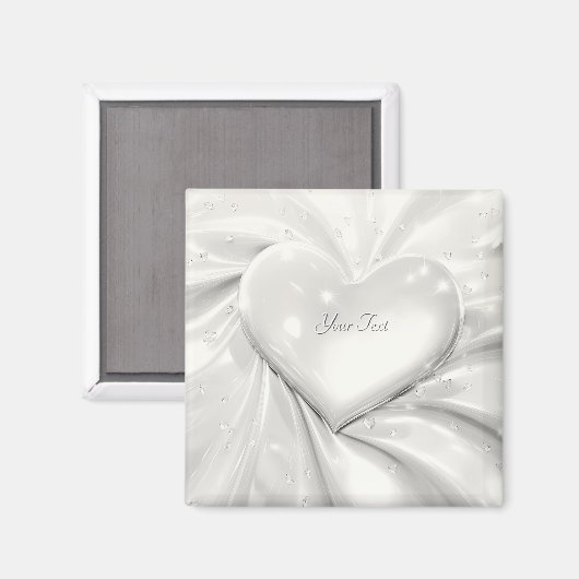 Élégant Aimant Coeur Crème Blanche (Recto/Verso)