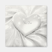 Élégant Aimant Coeur Crème Blanche (Devant)