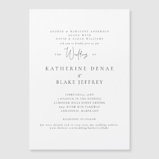 Élégant aimant de Faire-part de mariage blanc de g (Devant)