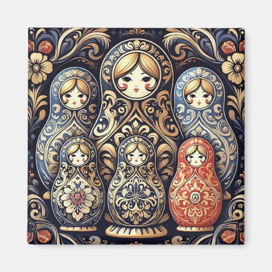 Élégant aimant de poupée russe (Devant)