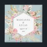élégant aimant monogramme floral bohème<br><div class="desc">Notre collection "bohème floral" présente une belle floraison turquoise et brillante avec un feuillage sec sur les arrière - plans pastel de votre choix. Associé à une combinaison de script élégant pour toutes vos informations personnelles, nous sommes sûrs que vous allez aimer mélanger et mettre en correspondance différents éléments de...</div>