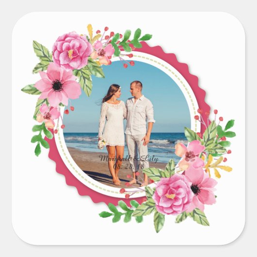 Élégant Ajoutez votre propre Sticker Mariage Photo (Devant)