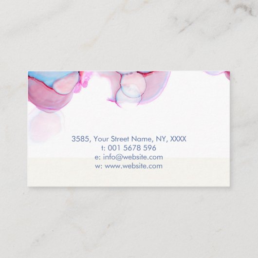 Elegant Alcohol inkt pastelblauw en roze Visitekaartje (Achterkant)