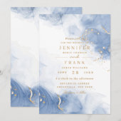 Elegant alcoholinkt Gold Blue Modern White Kaart (Voorkant / Achterkant)