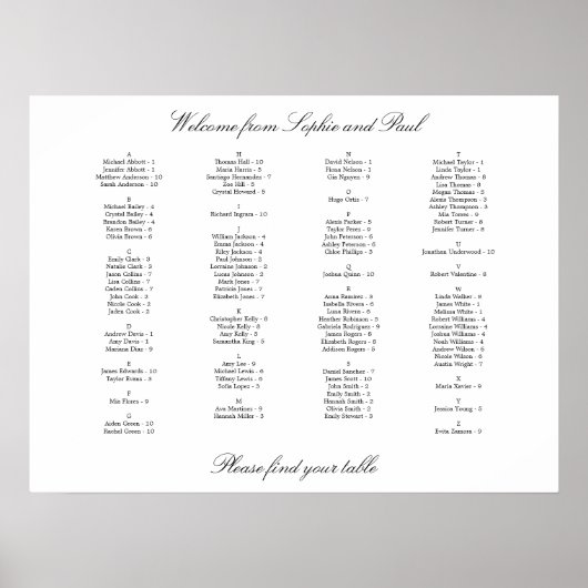 Elegant alfabetisch weddenschap poster (Voorkant)