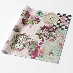 Elegant Alice in Wonderland Roze Cadeaupapier