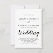 Elegant all in one Black Script Weddenschap Invita Kaart (Voorkant)