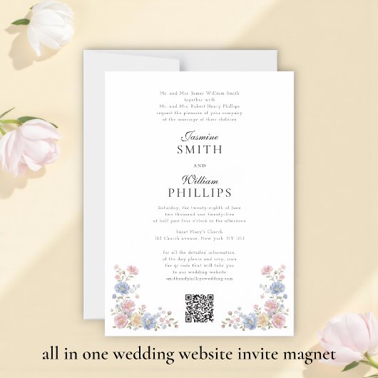 Elegant all in one wedding website invite Magnet